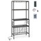 Wine Bar Rack with RGB LED Lights Built-in Power Strip and 3 Tier Storage Shelves for Kitchen or Dining Room